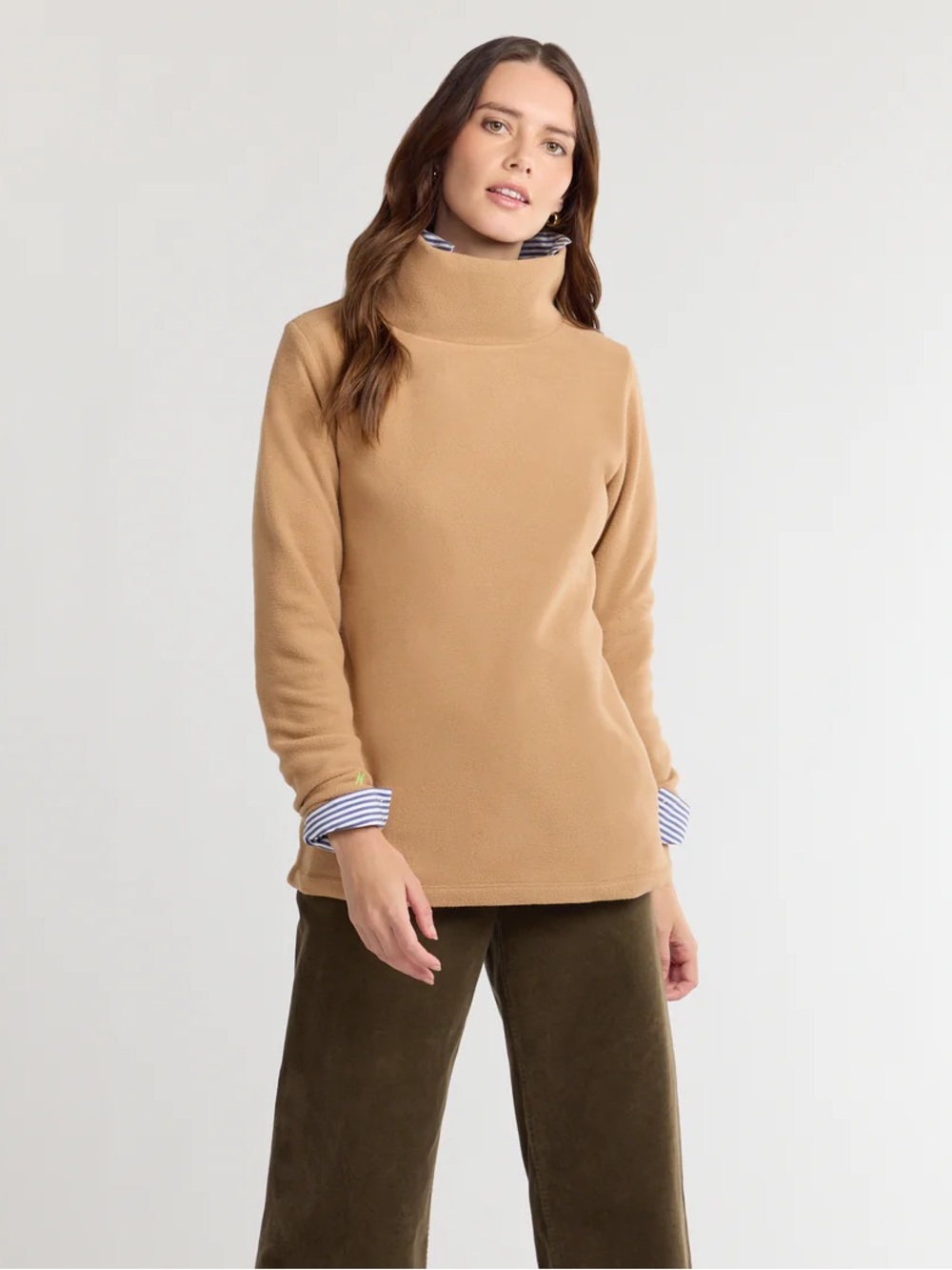 Dudley Stephens Cobble Hill Turtleneck Fleece Pullover Camel Size Large